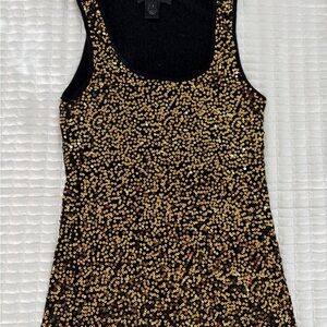 Karen Kane Black Tank Top with Gold Sequins